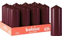 Bolsius Gladde Stompkaarsen - Bordeauxrood - 12 stuks - 42 branduren - 15 x 5,8 cm