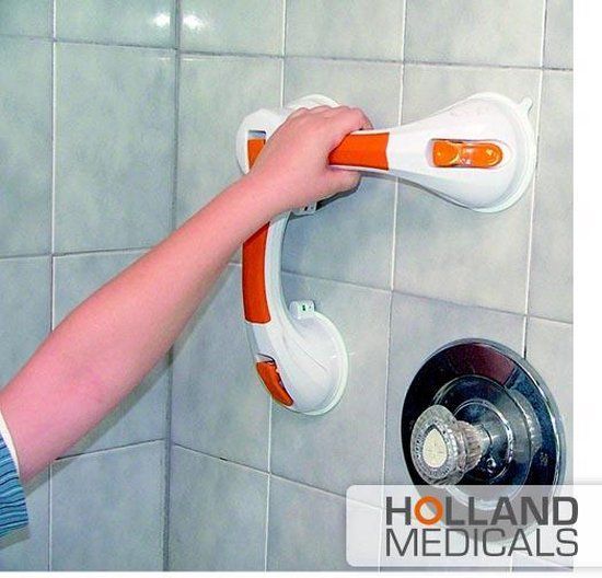 Drive Medical Roterende Handgreep met Zuignap - Wit/Oranje