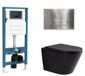 QeramiQ Dely Toiletset - inbouwreservoir Qeramiq Flush - 35mm zitting - metaal RVS bedieningsplaat - rechthoekige knoppen - mat zwart