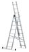 DRABEST PRO Sèries Multifunctionele ladder van aluminium, 3 x 8, trapladder met drie delen, tot 150 kg, werkhoogte 5,05 m, vouwladder, inclusief emmerhaak