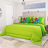 PETTI Artigiani Italiani, Dekbedden, warm en zacht dekbed, microvezel dekbed, 100% Made in Italy, microvezel, groen, groot eenpersoons (170x260 cm)