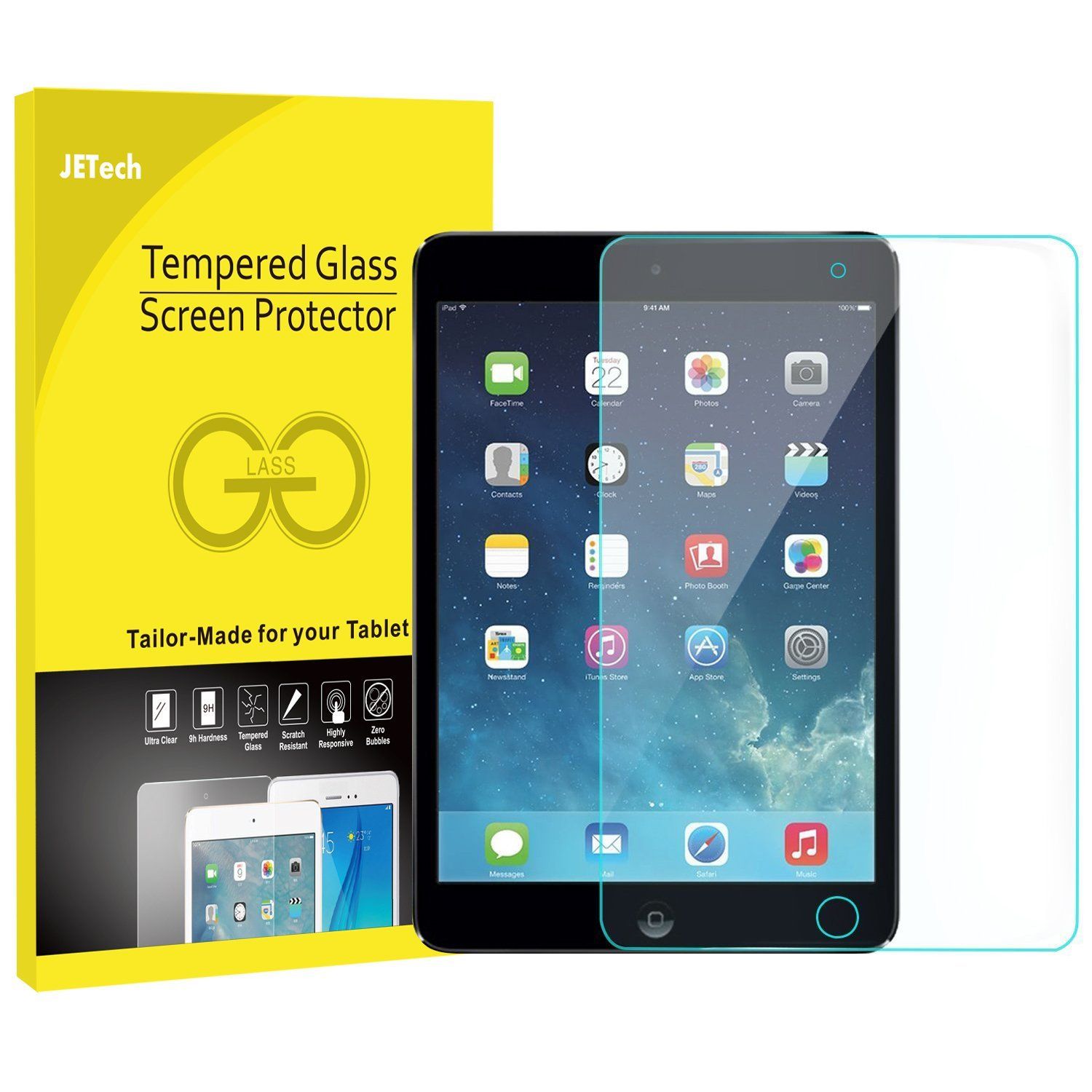 JETech iPad Mini 1/2/3 Screenprotector Gehard Glas Transparant