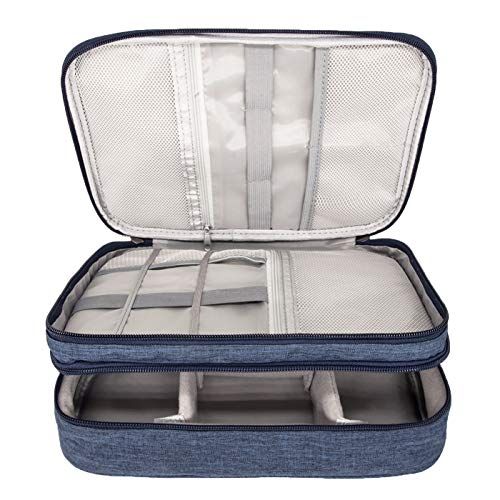 Ruyosn Kabel Organizer Tas, Waterdicht Kabeltas Electronic Organizer, Kabel Tas Dubbele Laag, Kabels & Accessoires Tas, Blauw
