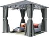 TOOLPORT Tuinpaviljoen 3x3 m, aluminium, polycarbonaat dak ca. 8 mm, grijs - met zijwanden en muggennetten