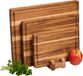 Relaxdays Snijplank, Set van 3, 3 Maten, Standaard, Sapgoot, Bruin