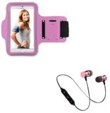 Sportset Wiko Sportset voor Wiko Y80 Smartphone (Bluetooth koptelefoon + manchetten) lopen T6 (roze)