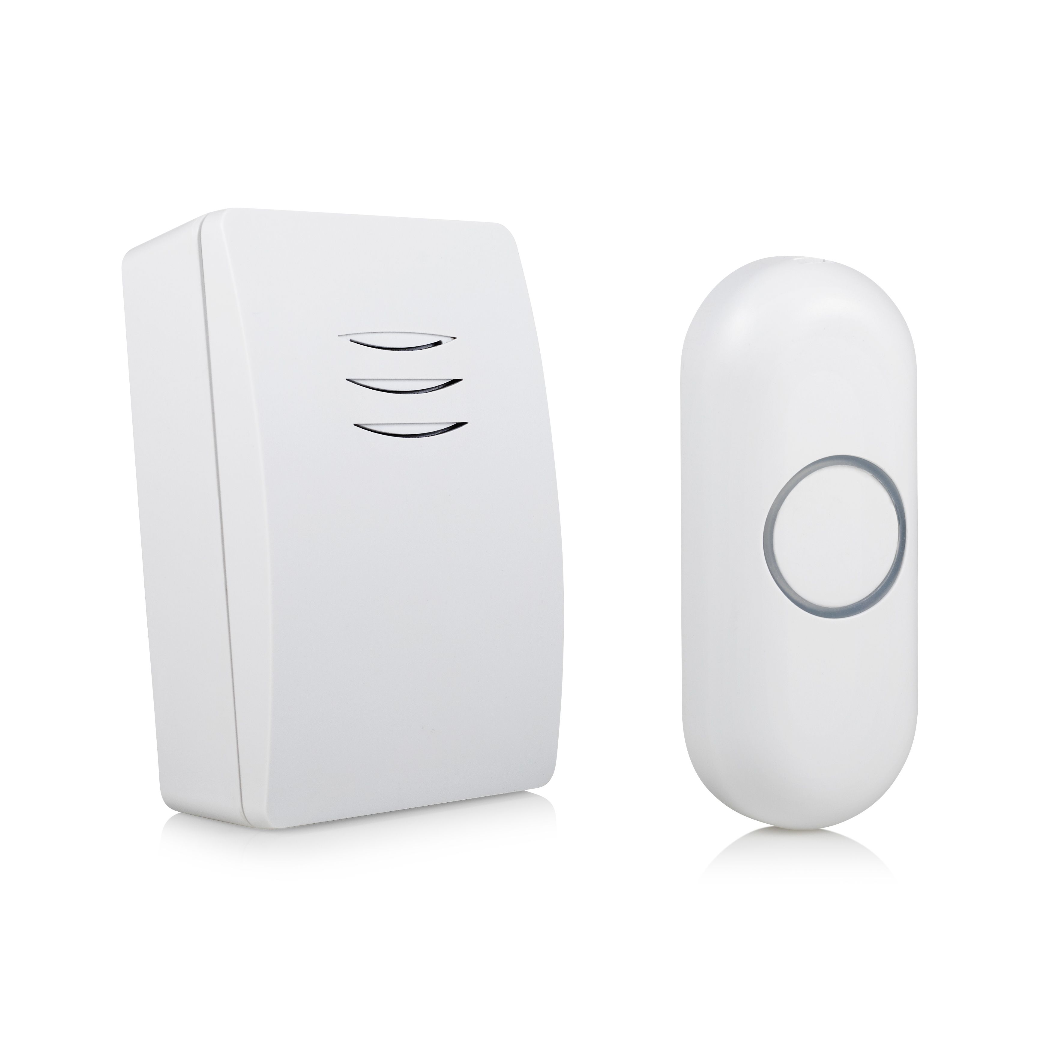 Byron DBY-21131 Wireless Doorbell Set - White, 36 Melodies, 100m Range, IP44, Battery Powered