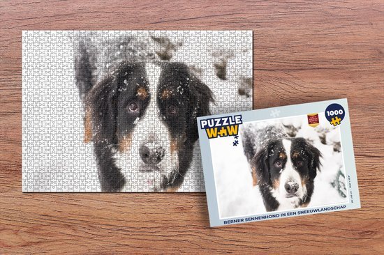 MuchoWow Puzzel Berner Sennenhond in een sneeuwlandschap - Legpuzzel - Puzzel 1000 stukjes volwassenen