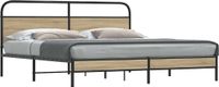 Maison Exclusive - Lit en métal sans matelas, chêne fumé, 200x200 cm