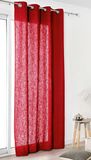 Linder 0517/69/375FR gordijn, linnenlook, met ogen, 135 x 260 cm, rood