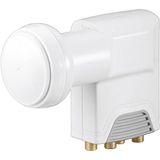 Goobay 67272 Universele Quad LNB digitale satellietontvangst 4 deelnemers direct digitale televisie UHD 8K F bus weersbescherming SAT DVB-S2 wit