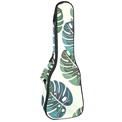 Mersov Tenor Ukulele Gigbag Waterdichte Ukelele Case Gewatteerde Rugzak, Geweldig voor Sopraan Concert (21/23/24") Groen Aquarel Bladeren Patroon