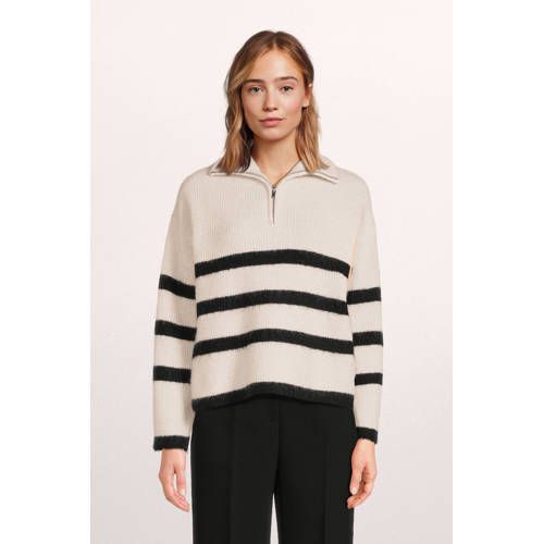 SELECTED FEMME SLFMALINE gestreepte trui ecru/zwart