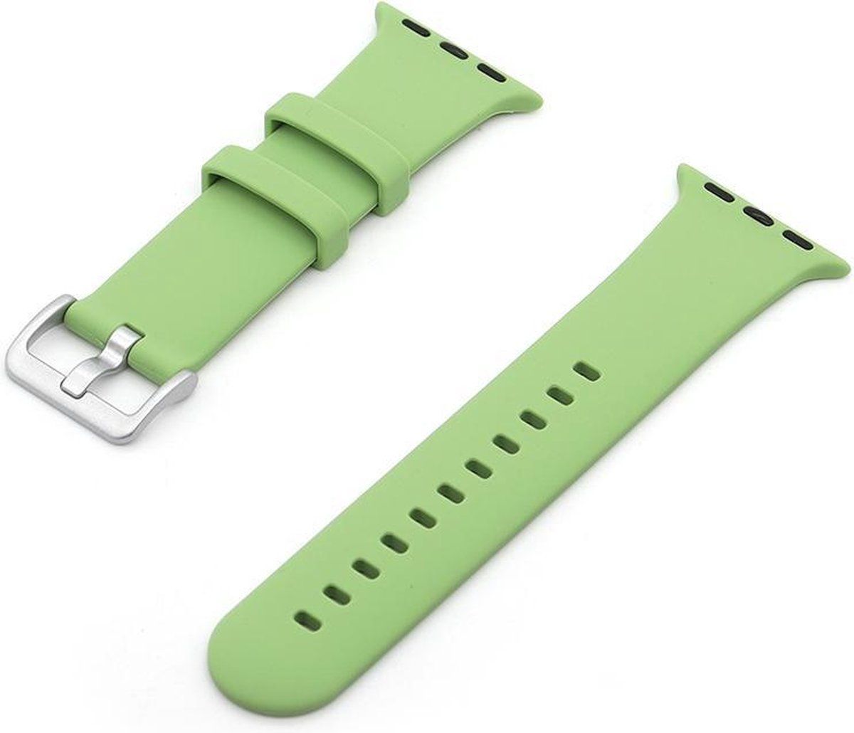 By Qubix Qubix Compatible Apple watch bandje - Rubberen sportbandje met gesp - Groen - Geschikt voor Apple Watch 42 / 44 / 45 / Ultra / 49mm