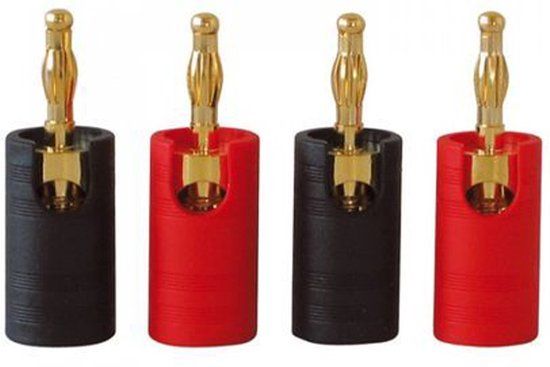 Dynavox 4-delige Banaanstekker male set - verguld - Rood/Zwart