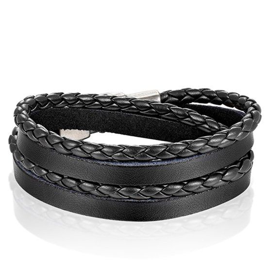 LGT JWLS LGT Jewels Leren Wrap armband Gevlochten leer Zwart