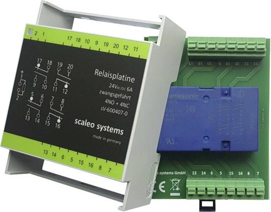 scaleo systems Veiligheidsrelais Met ompoolbeveiligingsdiode, Met LED, Met behuizing 1 stuk(s) Typ 24V 4-fach 4x wissel