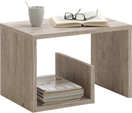 FMD Salontafel 2-in-1 59.1x35.8x37.8 cm zandeikenkleur - bruin