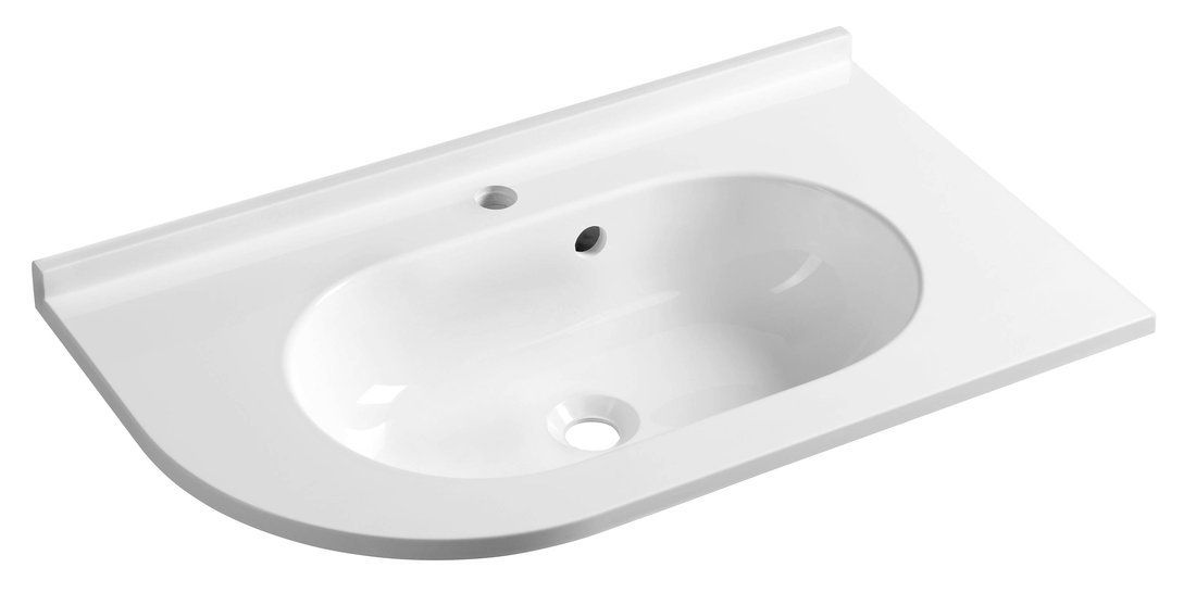 Sapho PULSE Gegoten marmeren wastafel 75x4,4x45cm, rechts/wit