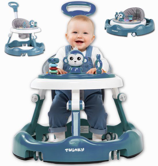 Twinky® Babywalker – Luxe Loopstoel met 3-delige speelset – Loopstoeltje voor Baby inclusief Voetenmat en Steel