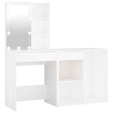 VidaXL Kaptafel met kastje en LED's, bewerkt hout, wit