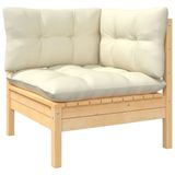 vidaXL 10-delige Loungeset met crèmekleurige kussens van grenenhout