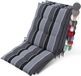 Beautissu Sun-NL Set van 3 Premium Lage Rugleuning Kussen 100x50 cm - UV-bestendig & 8cm Dik Kussen Tuinstoelkussen Antislip Bevestigingsbanden Stevige Stof Antraciet Gestreept