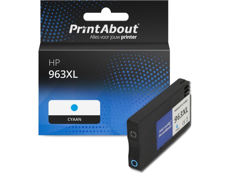 PrintAbout Inktcartridge 963XL (3JA27AE) Cyaan Hoge capaciteit geschikt voor HP