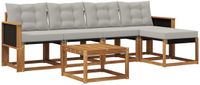 vidaXL - Bank loungeset - 5 zitplekken - Naturel en lichtgrijs - Acacia hout