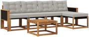 vidaXL - Salon d'angle - 5 places assises - Naturel et gris clair - Bois d'acacia