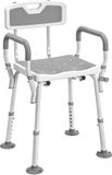 HOMCOM Tabouret de douche - Alliage d'aluminium - 56,5x53,5x87cm - Gris