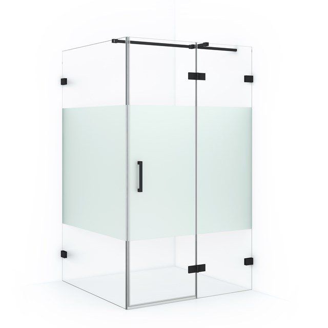 Maxaro Douchecabine Diamond 120x90cm 8mm Helder Veiligheidsglas met Matte Strook Mat Zwart