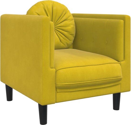 vidaXL Fauteuil met kussen fluweel geel