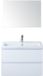 BES LED Vogue Badmeubelset 80 cm - Greeplijst in Kleur - Wit Hoogglans - Keramische Wastafel Wit 1 Kraangat met Spiegel
