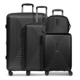 Redolz Essentials 14 4-wiel kofferset + beautycase 4 stuks met stretchvouw - Harde bagage - TSA slot - black metallic