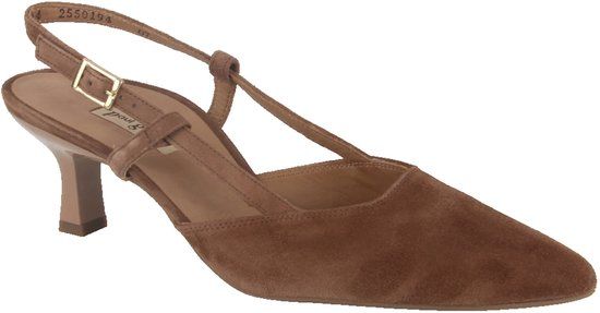 Paul Green Dames Pumps Suède Slingback Blokhak 5-7cm Bruin Maat 38