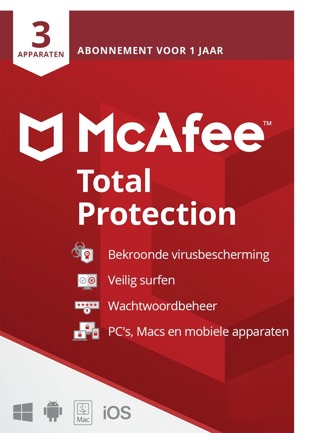 McAfee Total Protection 2021 | 3 Apparaten - 1 Jaar | Windows - Mac - Android - iOS