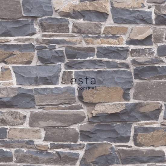 Esta Home HD vlies behang stenen muur blauw en bruin - 138520 van uit Brooklyn Bridge