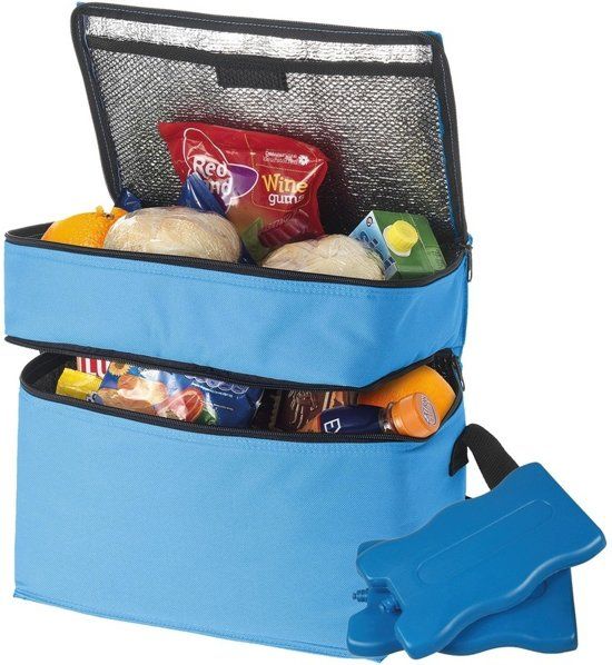 Shoppartners Grote blauwe koeltas met 6x koelelementen set - 8719538534957