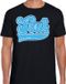 Bellatio Decorations T-shirt heren - FOUT - zwart - blauwe panter look letters - fout/goud/fout L