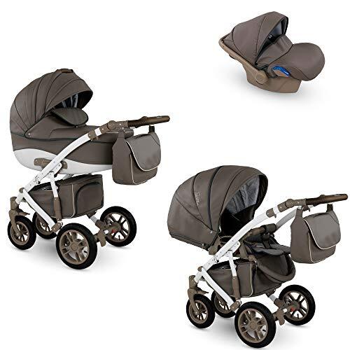 Lux4Kids Kinderwagen 2in1 3in1 Isofix Buggy autostoel 6 kleuren gratis toebehoren Rio by ChillyKids 3in1 mit Babyschale Stone SIE-2