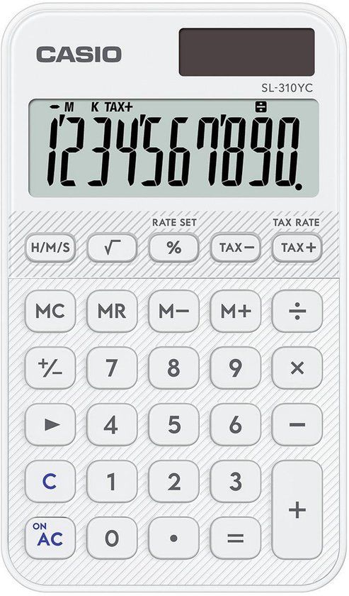 Casio SL-310YC - Bureaurekenmachine - 10 cijfers - zonnepaneel, batterij - wit