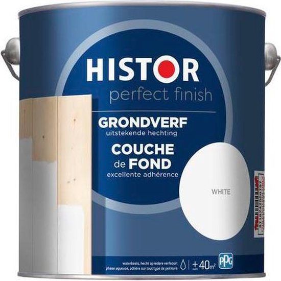 Histor Perfect Finish Grondverf - 2.5 liter - Wit - Voor Binnen - Waterbasis - Hout