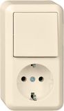 Schneider Electric Contura Opbouw Combinatie Enkelvoudige Wandcontactdoos met Randaarde + Wisselschakelaar - Crème Wit