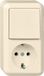 Schneider Electric Contura Opbouw Combinatie Enkelvoudige Wandcontactdoos met Randaarde + Wisselschakelaar - Crème Wit