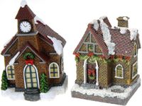 Koopman International 2x Maison de Noël avec éclairage 13 cm