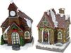 Merkloos / Sans marque Koopman International 2x Kersthuisjes/kerstdorpje met verlichting 13 cm