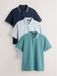 Next - Heren - Set van 3 piqué poloshirts met contrasterende rand en korte mouwen - Blauw