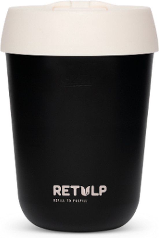 Retulp Travel Mug - 275 ml - Black & Chalk White - Koffie to go beker
