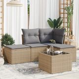 Maison Exclusive - Ensemble de meubles de jardin 5 pièces avec canapé et coussins, beige, en polyrotin